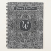 Grijze alligator lederen schalen reptiel monogram planner (Voorkant)