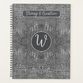 Grijze alligator lederen schalen reptiel monogram planner