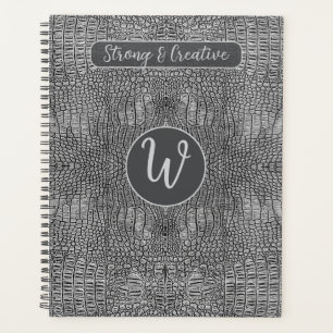 Grijze alligator lederen schalen reptiel monogram planner