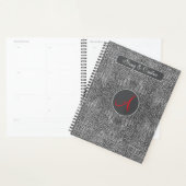 Grijze Alligator Leer Schubben Custom Monogram Planner (Display)