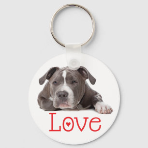 Grijze Amerikaanse Staffordshire Terrier Puppy Hon Sleutelhanger