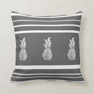 Grijze anananassen en Stripes Pillow Kussen