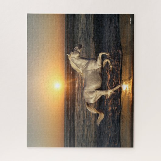 Grijze Andalusië met Zee op strand Legpuzzel (Verticaal)