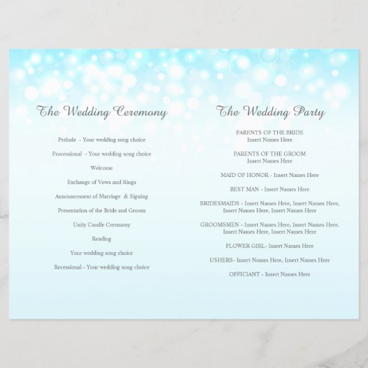 Grijze aqua blue bubbles trouwprogramma (Achterkant)