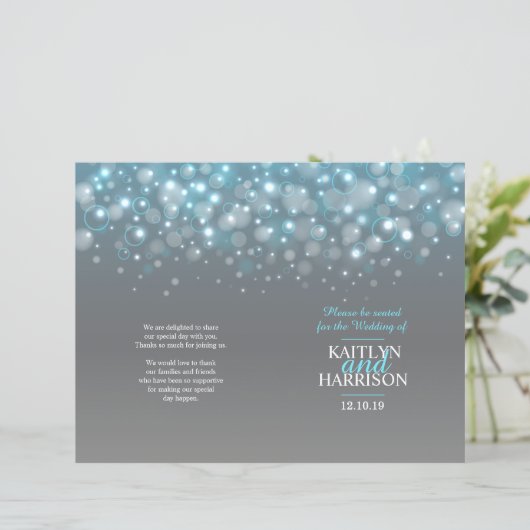 Grijze aqua blue bubbles trouwprogramma (Staand voorkant)