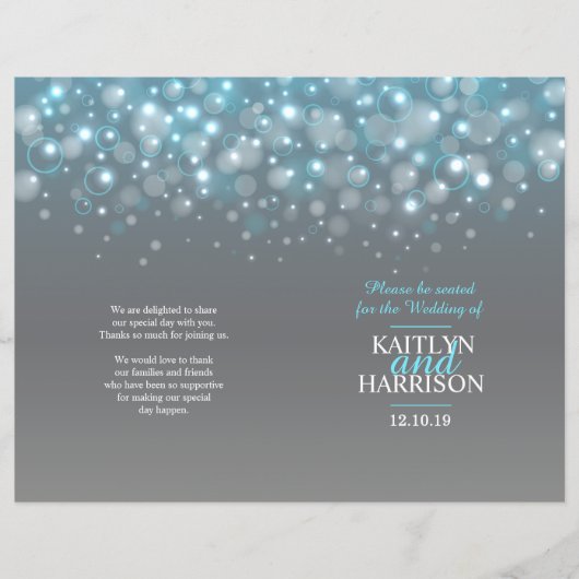Grijze aqua blue bubbles trouwprogramma (Voorkant)
