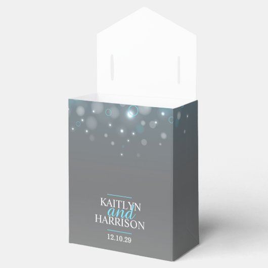 Grijze aqua champagne bubbels bruiloft gunst doos bedankdoosjes (Geopend)