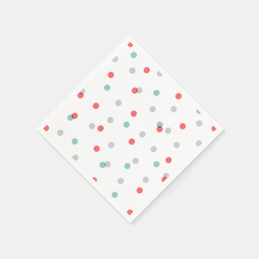 Grijze Aqua en Coral Confetti Stippen Servet (Hoek)