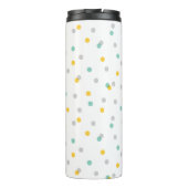 Grijze Aqua en Gele Confetti Stippen Monogram Thermosbeker (Achterkant)