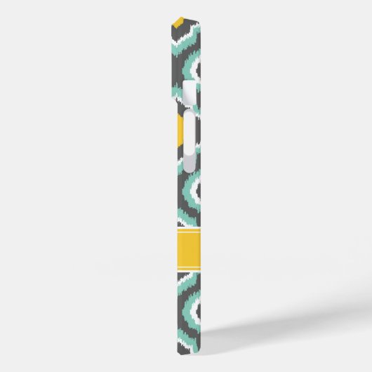 Grijze Aqua en Gele Ikat Marokkaanse Monogram Case-Mate iPhone Case (Achterkant / Links)