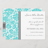 Grijze Aqua Weddenschap Sla de datumkaart op Save The Date (Voorkant / Achterkant)