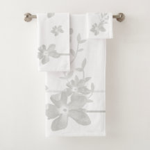 Grijze Aquarel Bloemen Strepen Op Wit