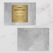 Grijze Aquarel Geborsteld Elegant Nep Gouden Label (Voorkant / Achterkant)