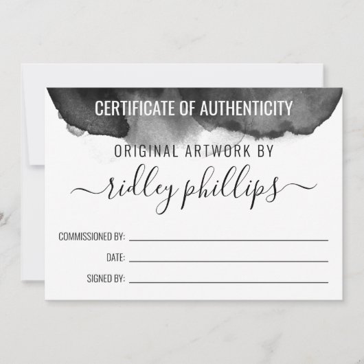 Grijze Aquarel Grotere Certificaat van Echtheid (Voorkant)