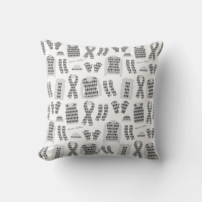 Grijze Argyle Patroon Items Kussen (Voorkant)
