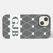 Grijze Argyle-raster met monogram iPhone Hoesje (Achterkant horizontaal)