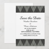 Grijze Argyle Save the Date Uitnodiging (Voorkant / Achterkant)