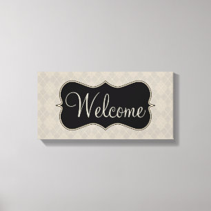 Grijze Argyle Welkom Bord Canvas Kunst