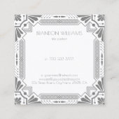 Grijze Art Deco-Lijst Vierkante Visitekaartje (Achterkant)