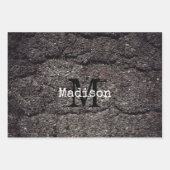 Grijze asfaltlijnen voor rackgebruik Monogram Inpakpapier Vel (Voorkant 3)