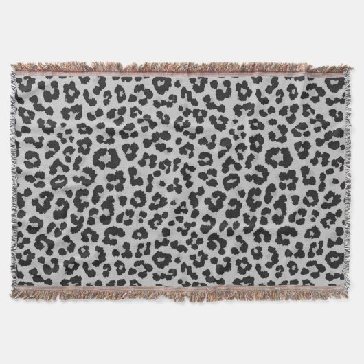 Grijze Ash Leopard Cheetah Dier Print Patroon Deken (Voorkant)