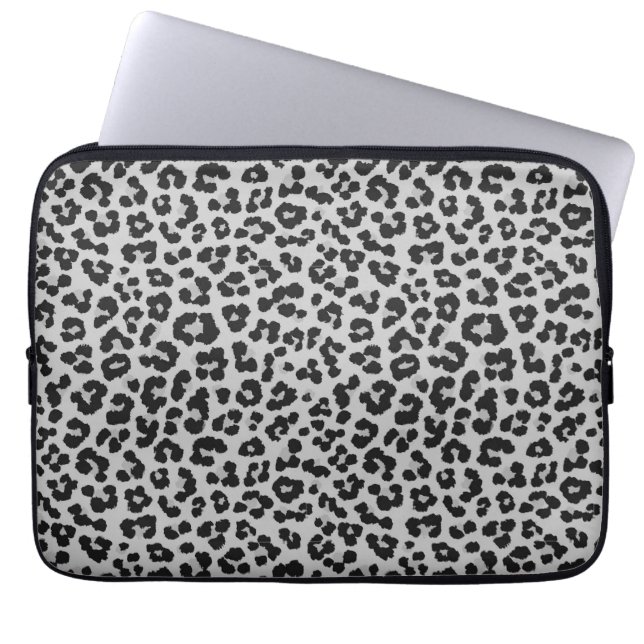 Grijze Ash Leopard Cheetah Dier Print Patroon Laptop Sleeve (Voorkant)