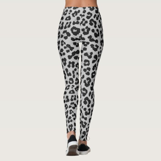 Grijze Ash Leopard Cheetah Dier Print Patroon Leggings (Achterkant)