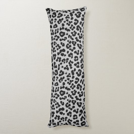 Grijze Ash Leopard Cheetah Dier Print Patroon Lichaamskussen (Achterkant (Verticaal))