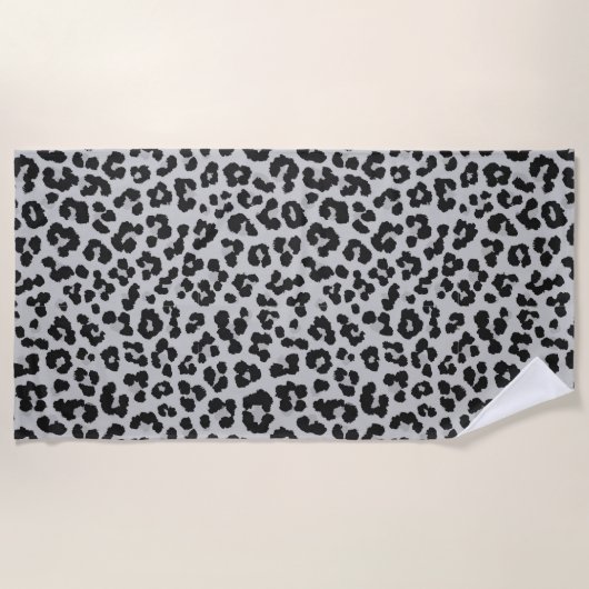 Grijze Ash Leopard Cheetah Dier Print Patroon Strandlaken (Voorkant)