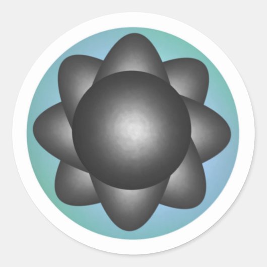 Grijze atoom ronde sticker (Voorkant)