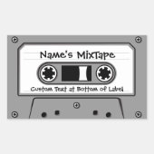 Grijze audio-cassettepje rechthoekige sticker (Voorkant)