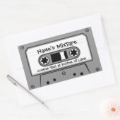 Grijze audio-cassettepje rechthoekige sticker (Envelop)