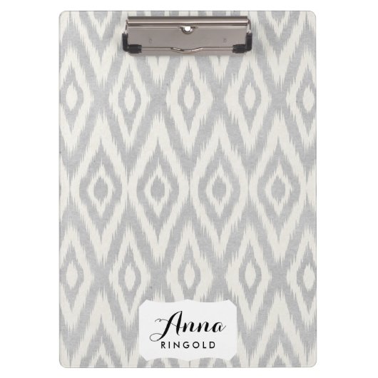 Grijze Aztec Waterverf Pastel Ikat Zacht Geometris Klembord (Voorkant)