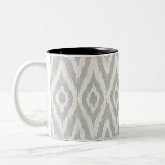 Grijze Aztec Waterverf Pastel Ikat Zacht Geometris Tweekleurige Koffiemok (Links)