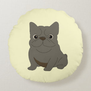 Grijze baby Franse Bulldog, Crème, Rond Kussen