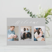 Grijze Baby Multi-Photo baby aankondiging (Staand voorkant)