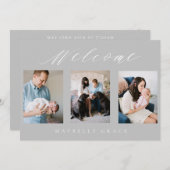 Grijze Baby Multi-Photo baby aankondiging (Voorkant / Achterkant)