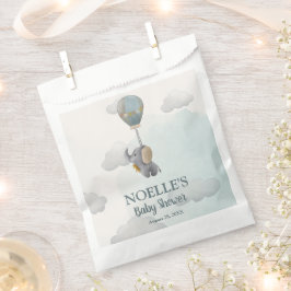 Grijze Baby olifant, hete luchtballon in wolken Bedankzakje