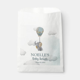 Grijze Baby olifant, hete luchtballon in wolken Bedankzakje