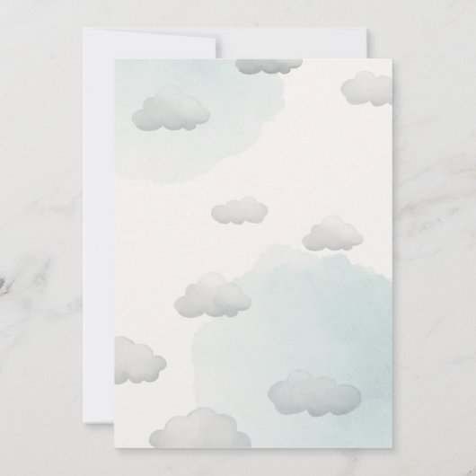 Grijze Baby olifant, hete luchtballon in wolken Kaart (Achterkant)