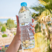 Grijze Baby olifant, hete luchtballon in wolken Waterfles Etiket