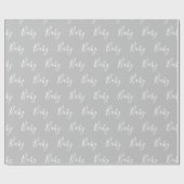 Grijze Baby Script Elegant Baby-opvulpapier Cadeaupapier (Vlak)