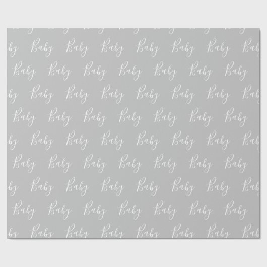 Grijze Baby Script Elegant Baby-opvulpapier Cadeaupapier (Vlak)