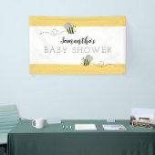 Grijze Baby shower bijen Spandoek (Beurs)