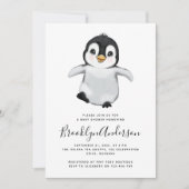 Grijze Baby shower Penguin Kaart (Voorkant)