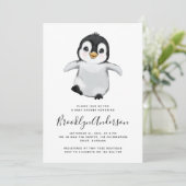 Grijze Baby shower Penguin Kaart (Staand voorkant)