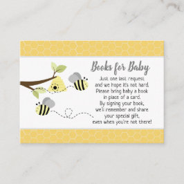 Grijze Baby shower van bijen Informatiekaartje