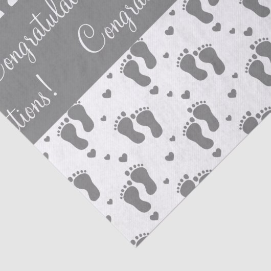 Grijze Baby Voetafdrukken en hart Tissuepapier (Detail)