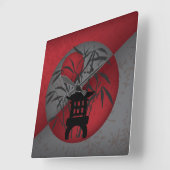 Grijze bamboe rode maan mini pagode vierkante klok (Hoek)