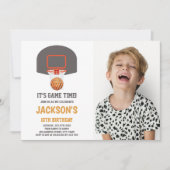 Grijze Basketball-uitnodigingen met foto Kaart (Voorkant)